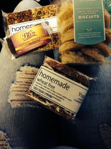 A selection of my favourite treats sold at Liquorice & Lime! Raw cacao vegan superfood bar, wheat-free yoghurt crunches and macadamia and white chocolate cookies